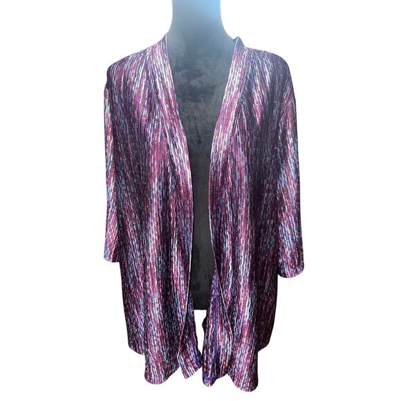 Catherine’s Open Front Cardigan Multicolor Purple Blue Textured Lightweight 3X - Picture 1 of 7